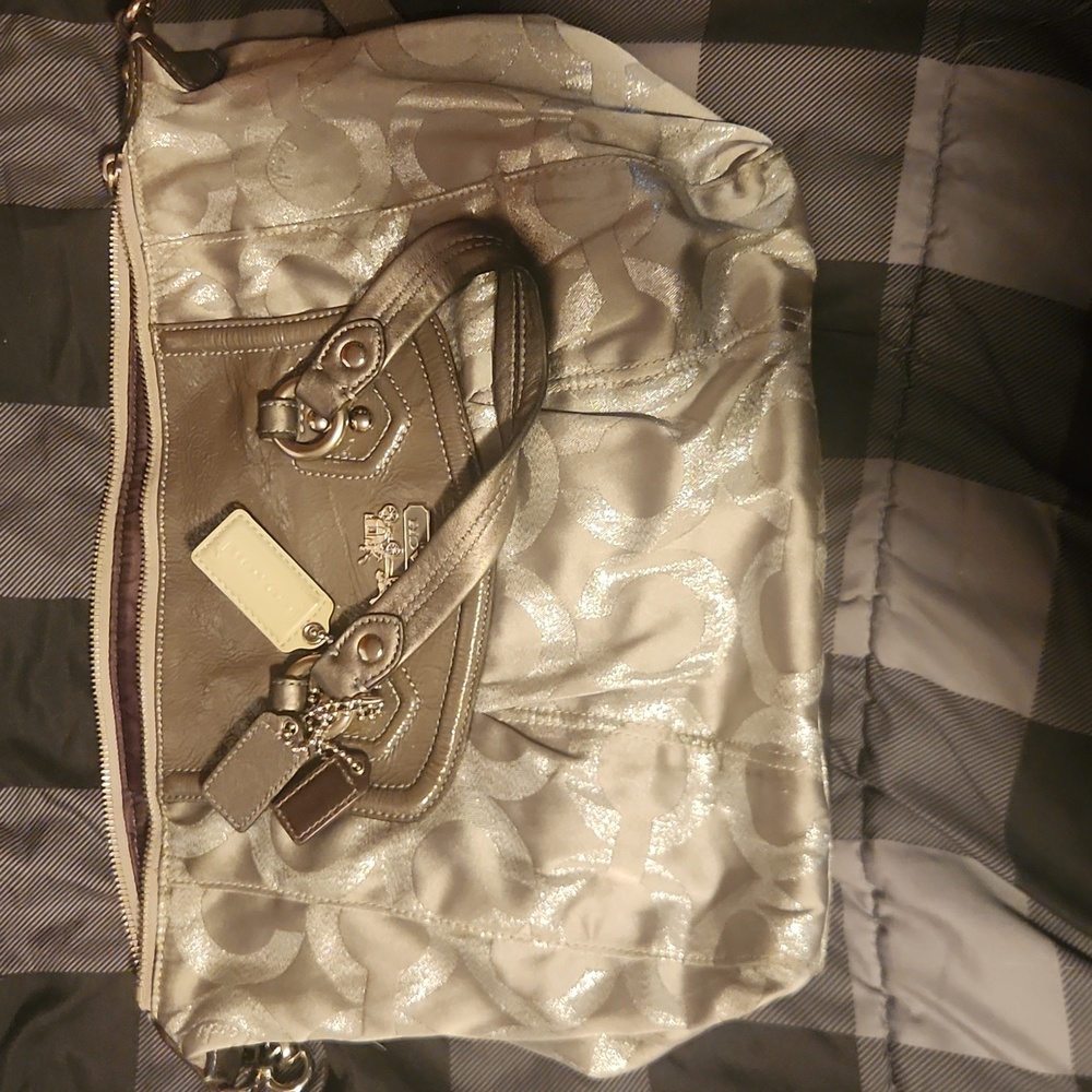 Silver coach bag